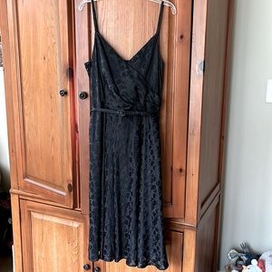 Black silk blend size 8 belted dress from LOFT - never worn.